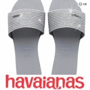 Havaianas Gray Metallic Slide Sandals | Size 9/10 Women (EU 39–40)